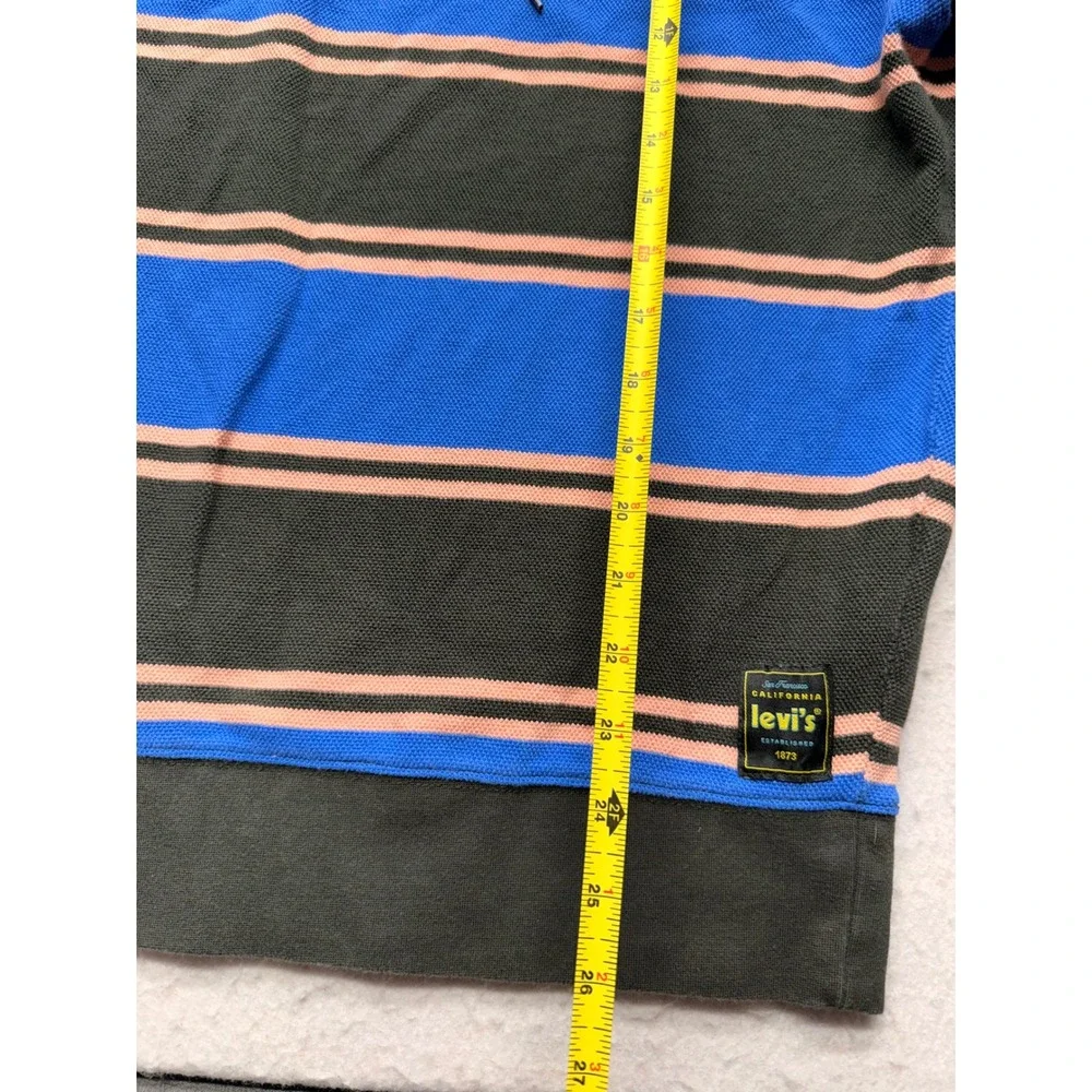 Levis Mens Relaxed Fit Striped Pique Funnel Neck Sweatshirt Blue Black Medium